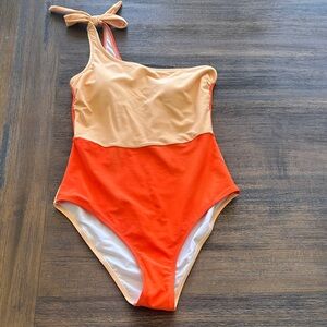 Orange Colorblock One Piece Swimsuit